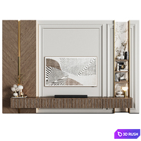 TV wall in modern classic style with decor 16