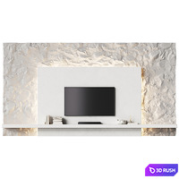 Minimalistic TV wall with a stone surface 3D Model Vray, Corona