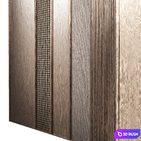 Set of cabinet fronts. Furniture for the wardrobe. Wooden facades with rattan slats, milled or fabric. 3D Model Vray, Corona