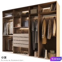 Furniture Composition | 550 | Wardrobe 3D Model Vray, Corona