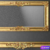 Mirror, baroque, gold, frame, wall decor, luxury, carving, frame 3D Model Vray