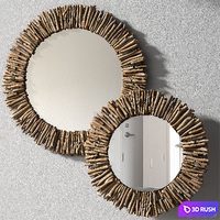 Pottery barn NATURAL DRIFTWOOD MIRROR - ROUND 3D Model Vray