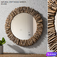 Pottery barn NATURAL DRIFTWOOD MIRROR - ROUND 3D Model Vray