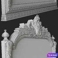 Baroque floor carved mirror 3D Model Vray