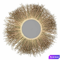 Bazar Bizar GRASS MIRROR Round wall mounted rattan mirror 3D Model Vray