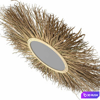 Bazar Bizar GRASS MIRROR Round wall mounted rattan mirror 3D Model Vray