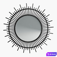Soleil mirror in black lacquered rattan 3D Model Corona