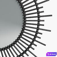 Soleil mirror in black lacquered rattan 3D Model Corona