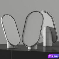 Tre Product Woodturn Table Mirrors 3D Model Vray, Corona