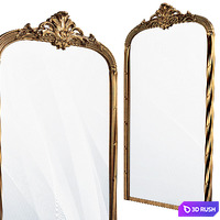 Scandinavian retro mount mirror 3D Model Vray