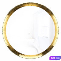 Round mirror in brass frame Orion 3D Model Vray