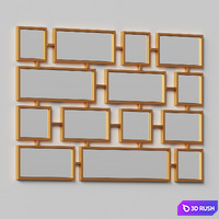 Rectangles Wall Mirror by Clear Home Design 3D Model Vray, Corona