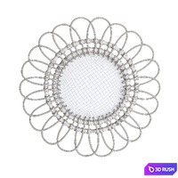 Nogu Flower Shaped Rattan Mirror 3D Model Vray, Corona