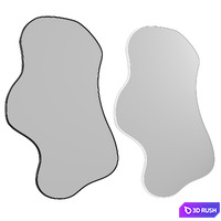 Black Asymmetrical Wavy Mirror 3D Model Corona