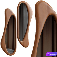 Asymmetrical Wooden Frame Mirror 3D Model Vray, Corona