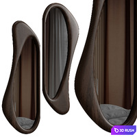 Asymmetrical Wooden Frame Mirror 3D Model Vray, Corona