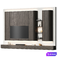 TV wall with furniture with rounded corners 3D Model Vray, Corona