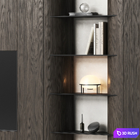 TV wall with furniture with rounded corners 3D Model Vray, Corona