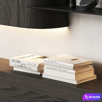 TV wall with furniture with rounded corners 3D Model Vray, Corona