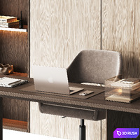 Workplace area with a shelving wall 3D Model Vray, Corona