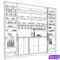 Wine Cabinet With Glasses &amp; Decoration 003 3D Model Vray, Corona