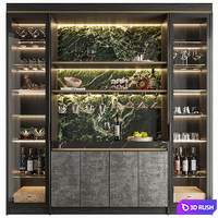 Wine Cabinet With Glasses &amp; Decoration 004 3D Model Vray, Corona