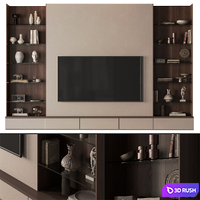 TV Wall Wooden and Plaster - Set 177 3D Model Vray, Corona