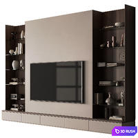 TV Wall Wooden and Plaster - Set 177 3D Model Vray, Corona