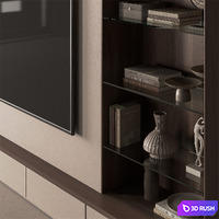 TV Wall Wooden and Plaster - Set 177 3D Model Vray, Corona