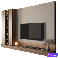 TV Wall Wooden - Set 176 3D Model Vray, Corona