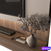 TV Wall Wooden - Set 176 3D Model Vray, Corona