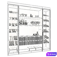 Wine Cabinet With Glasses &amp; Decoration 005 3D Model Vray, Corona