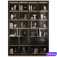 Art Deco Glass Door Bookcase 114 3D Model Corona