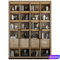 Art Deco Glass Door Bookcase 114 3D Model Corona