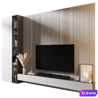 TV Wall | Set 1028 3D Model Vray, Corona