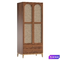 Vintage Cocoa Ash Wood Unfixed Wardrobe Closet 3D Model Vray, Corona