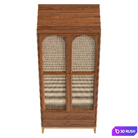 Vintage Cocoa Ash Wood Unfixed Wardrobe Closet 3D Model Vray, Corona