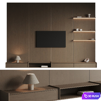 TV Wall 13 3D Model Vray, Corona