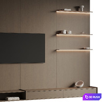 TV Wall 13 3D Model Vray, Corona