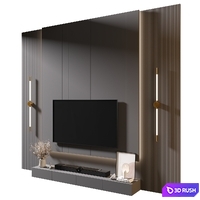 TV Wall | Set 1038 3D Model Vray, Corona