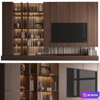 TV Wall Wooden - Set 181 3D Model Vray, Corona