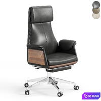 Back Adjustable Swivel Black Executive Chair 3D Model Corona