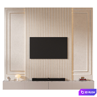 TV wall set 03 3D Model Vray, Corona