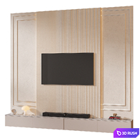 TV wall set 03 3D Model Vray, Corona