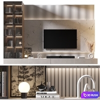 TV Wall | Set 1043 3D Model Vray, Corona