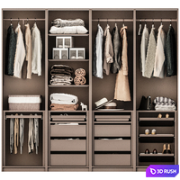 Wardrobe closet with decor clothes 3D Model Corona