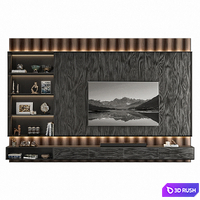 TV Wall Set | 002 3D Model Vray, Corona