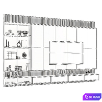 TV Wall Set | 002 3D Model Vray, Corona