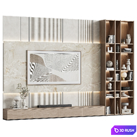 TV wall in a modern minimalist style with decor 18 3D Model Corona