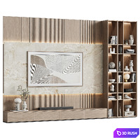 TV wall in a modern minimalist style with decor 18 3D Model Corona